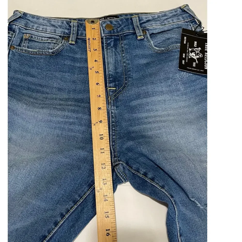 True Religion Women Jennie Curvy World‎ Tour Distressed Skinny Jeans High New